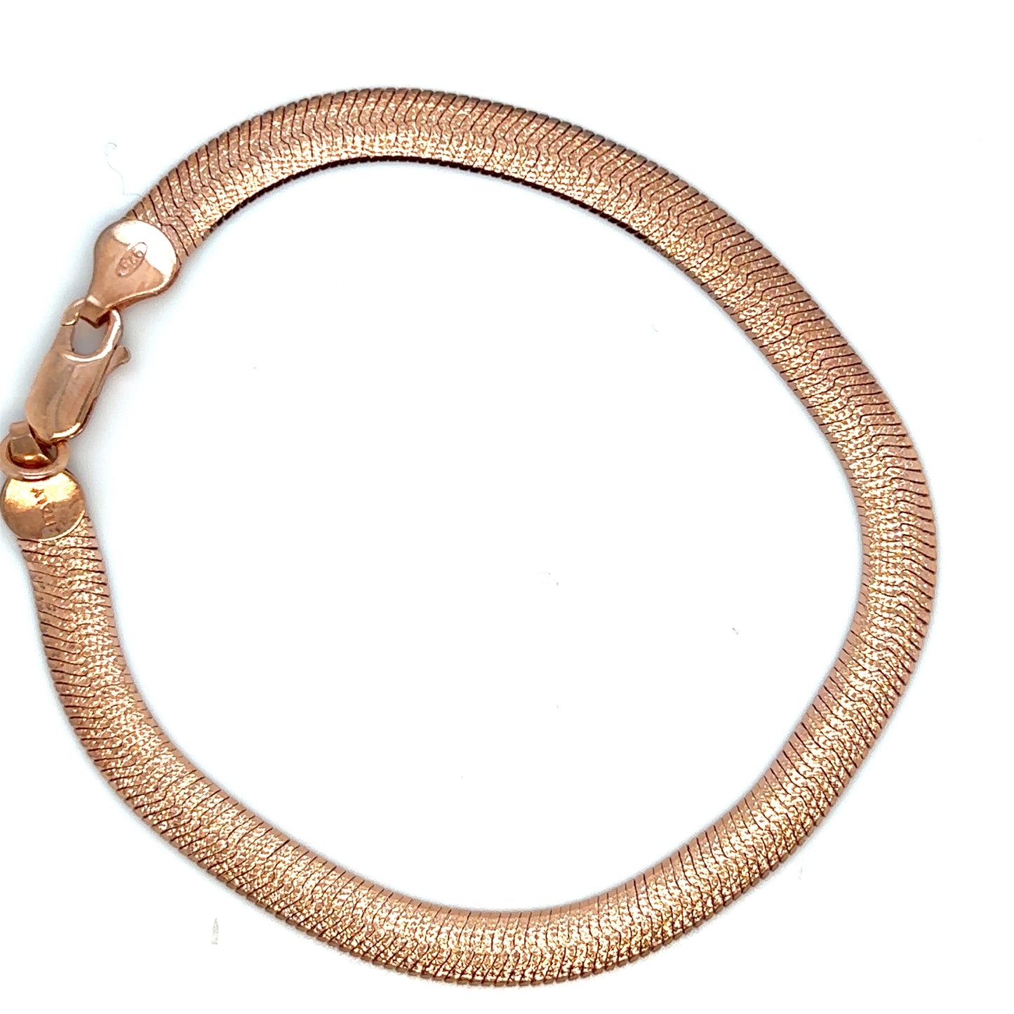 18ct Rose Gold Sterling Silver Textured Snake Bracelet
