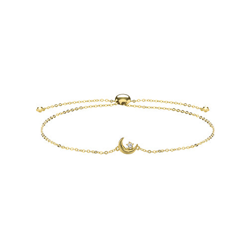 9ct Yellow Gold, Crescent Moon and Star Bracelet