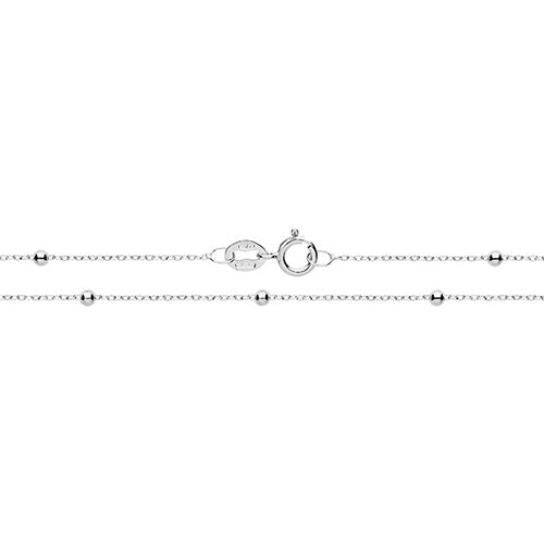 9ct White Gold Flat Trace + Bead Chain 18"