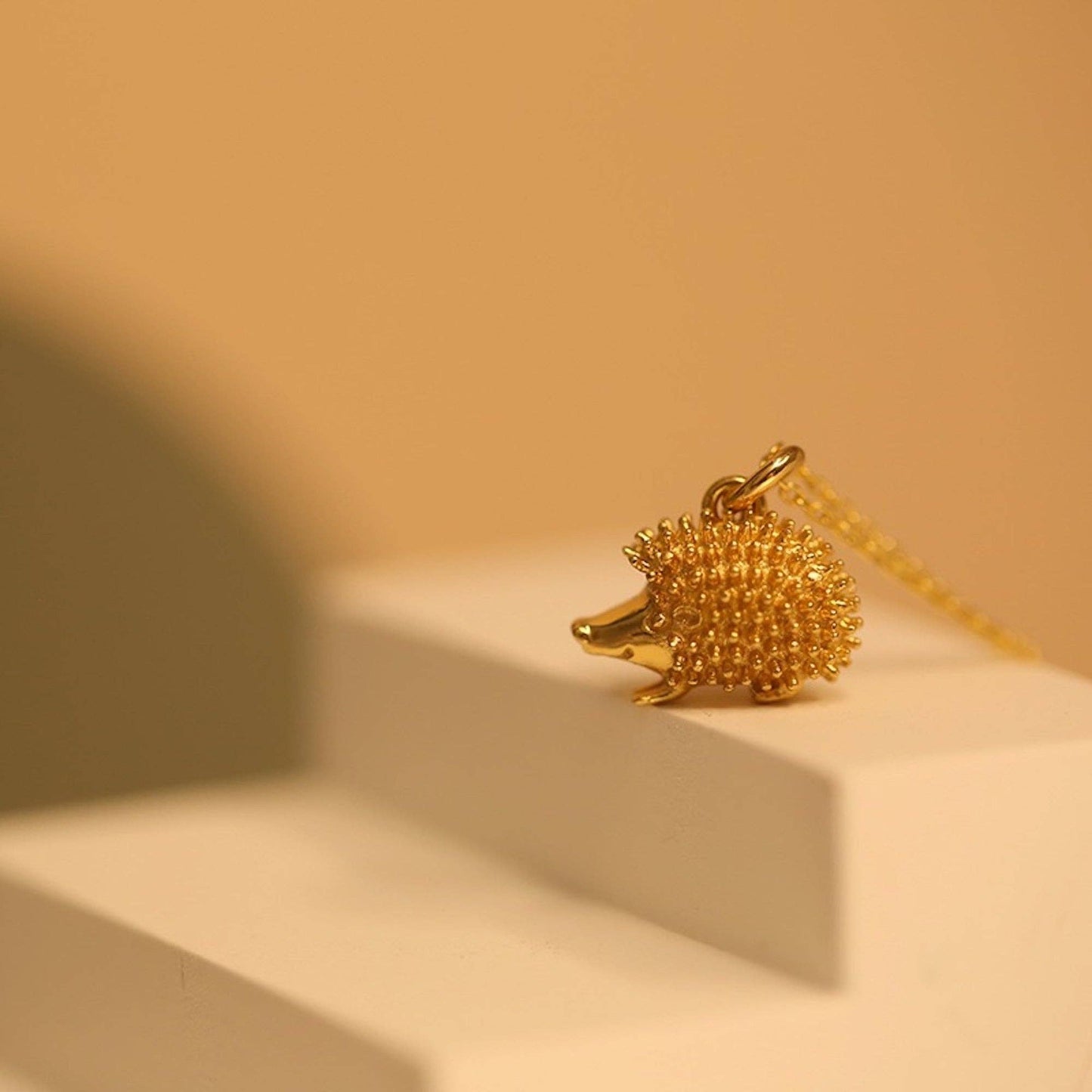 Gold Vermeil Hedgehog Pendant Necklace