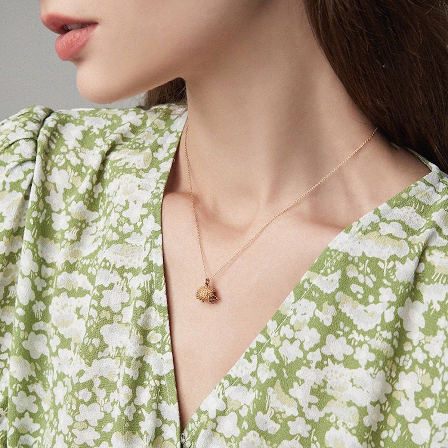 Gold Vermeil Hedgehog Pendant Necklace