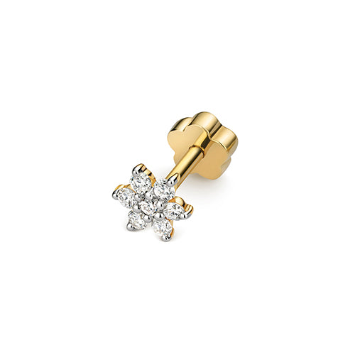 9ct yellow gold 0.03ct diamond flower cartilage stud