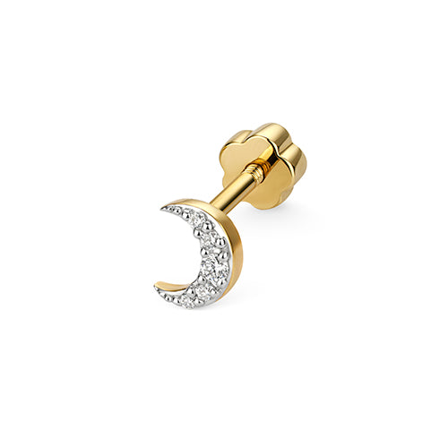 9ct yellow gold 0.03ct diamond moon cres cartilage stud