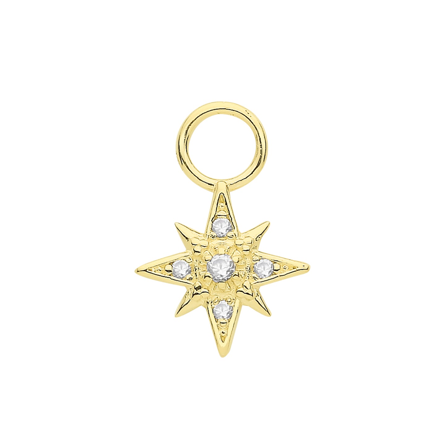 9ct Gold Star Shaped, Cubic Zirconia Earring Pendant
