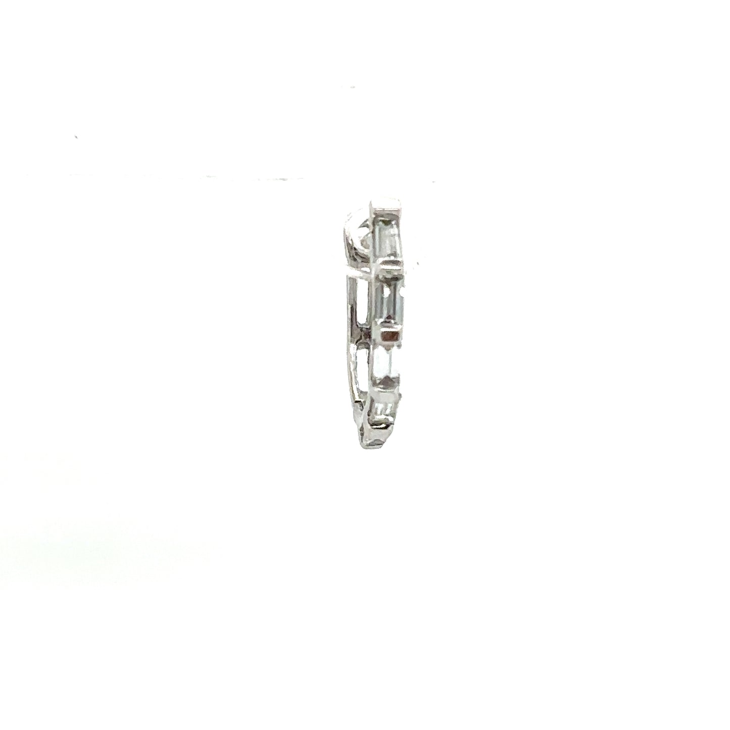 Single Baguette Cut Diamond 9ct White Gold Huggie Hoop Earring