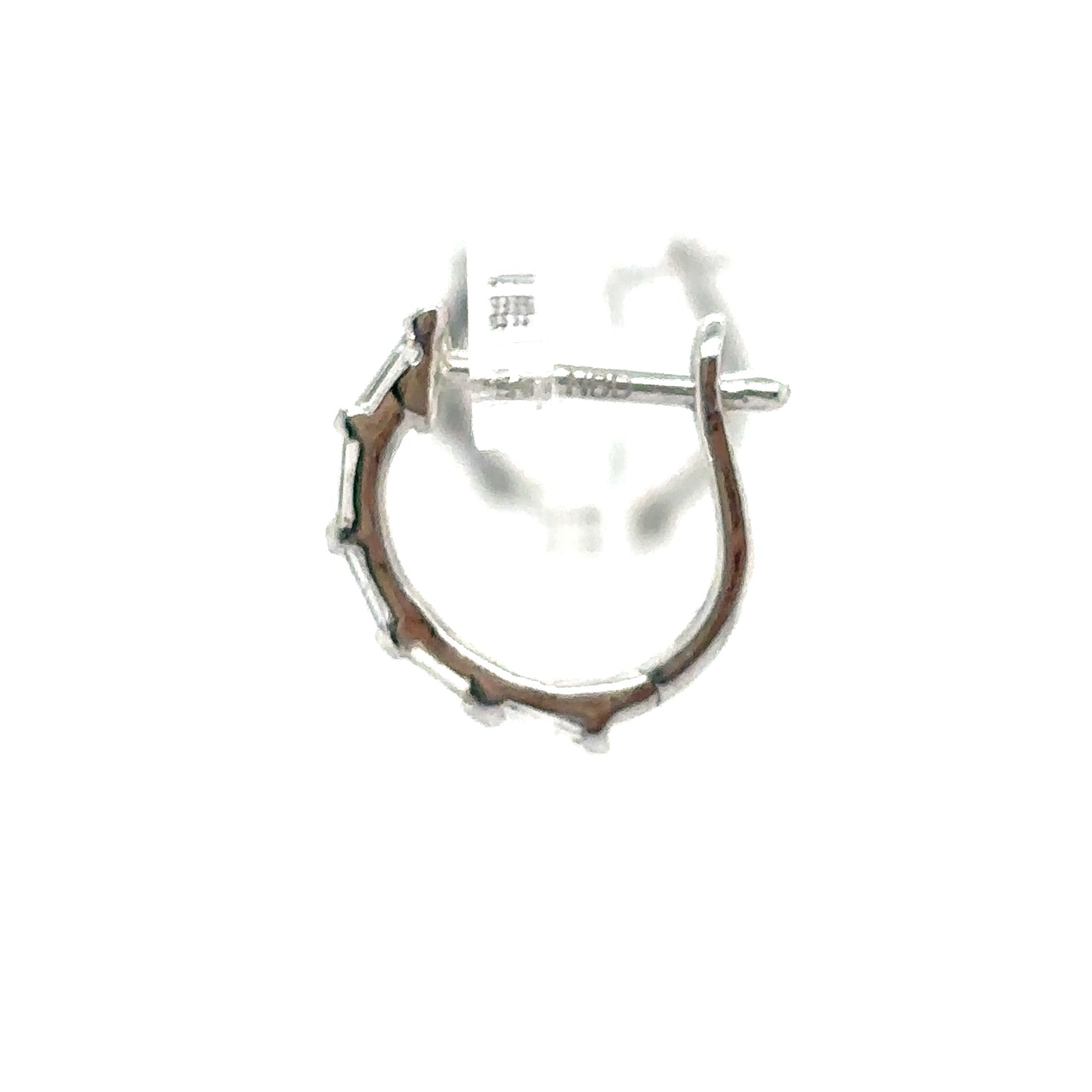 Single Baguette Cut Diamond 9ct White Gold Huggie Hoop Earring