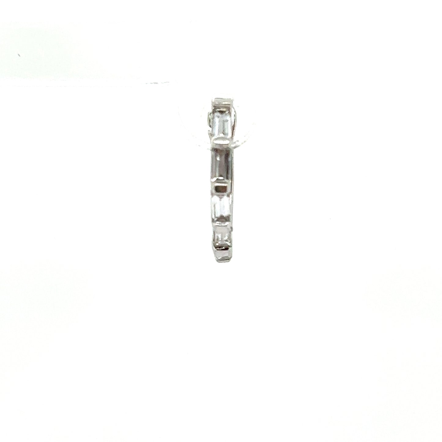Single Baguette Cut Diamond 9ct White Gold Huggie Hoop Earring