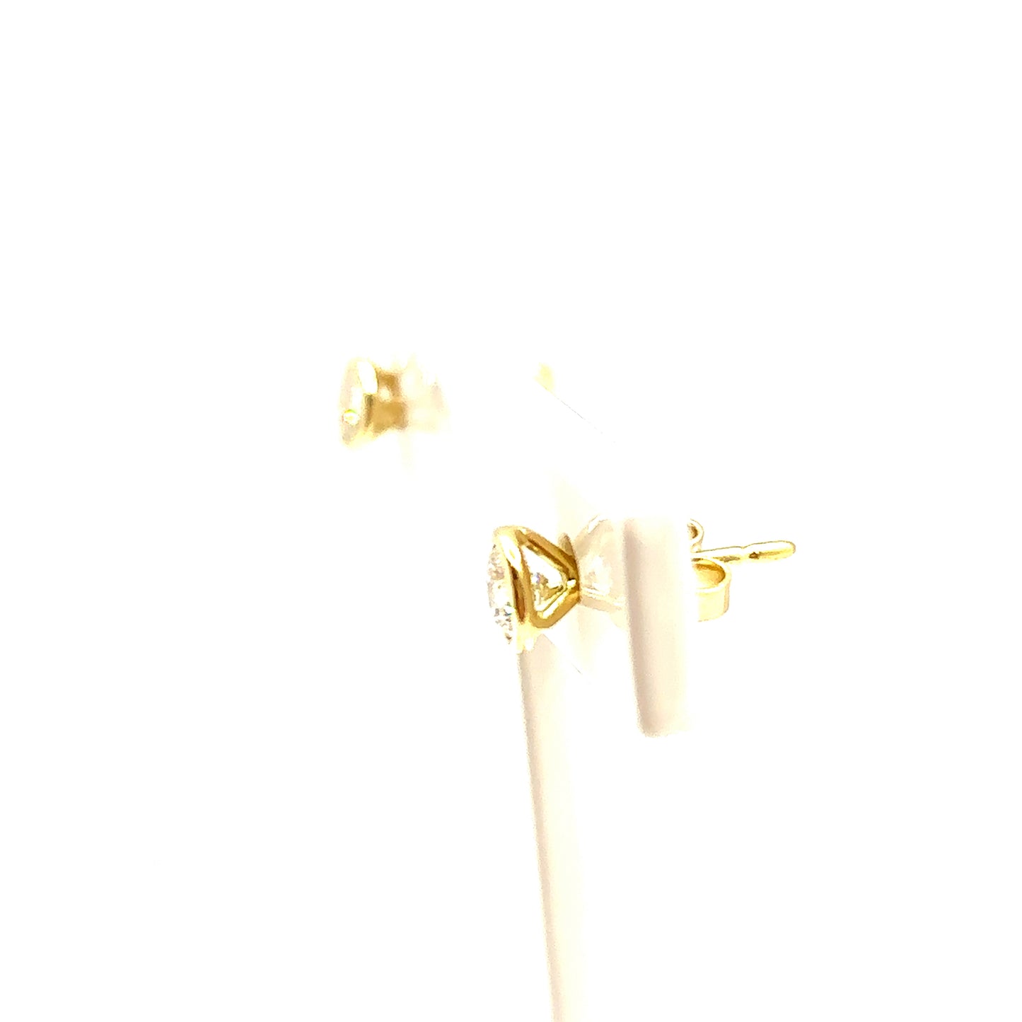 18ct Yellow Gold Rubover Bezel Set 0.40ct Round Brilliant Diamond Earrings