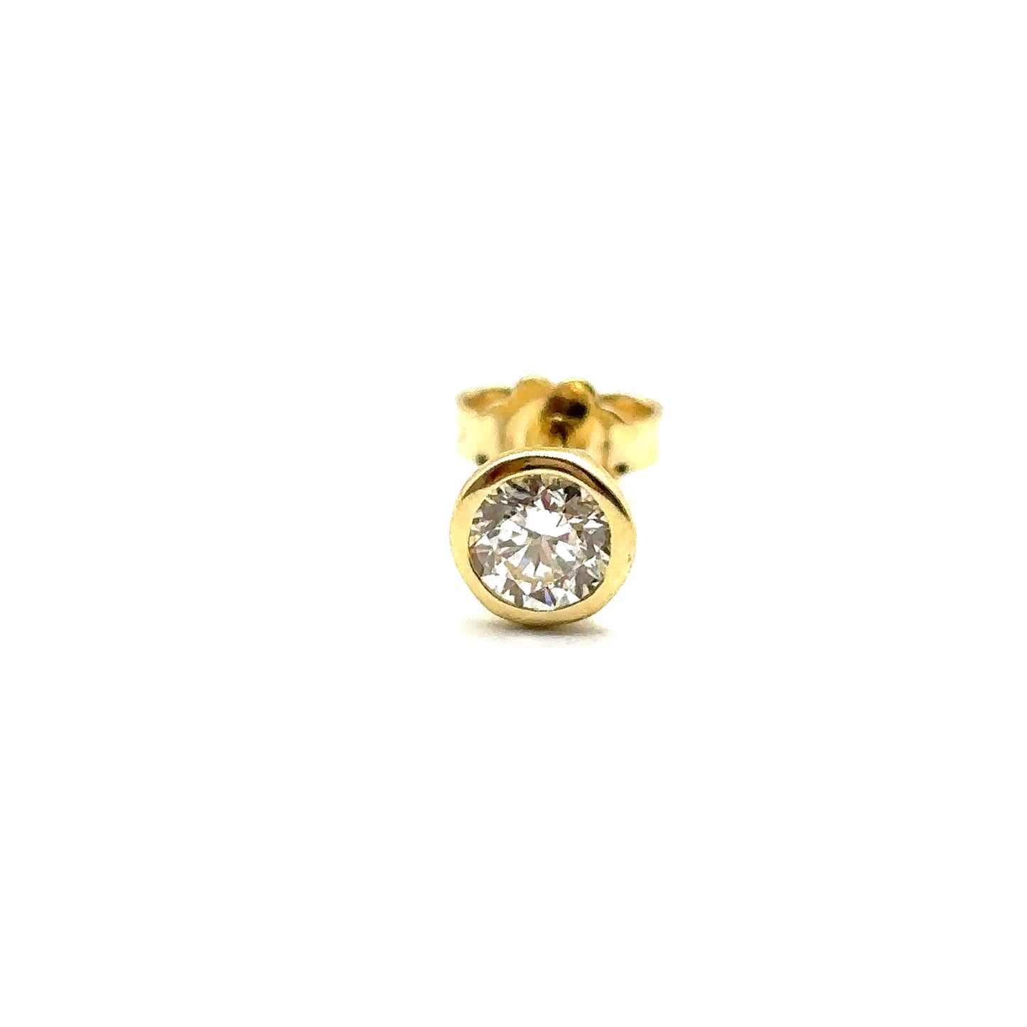 18ct Yellow Gold Rubover Bezel Set 0.40ct Round Brilliant Diamond Earrings