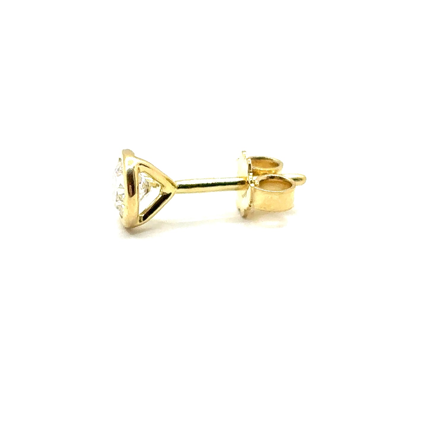 18ct Yellow Gold Rubover Bezel Set 0.40ct Round Brilliant Diamond Earrings