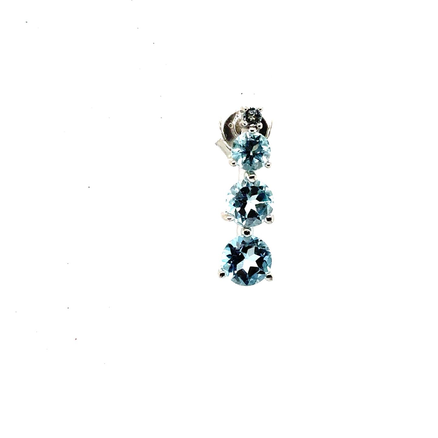 Sky Blue Topaz Graduated Brilliant Cut Drop Stud Earrings In Sterling Silver