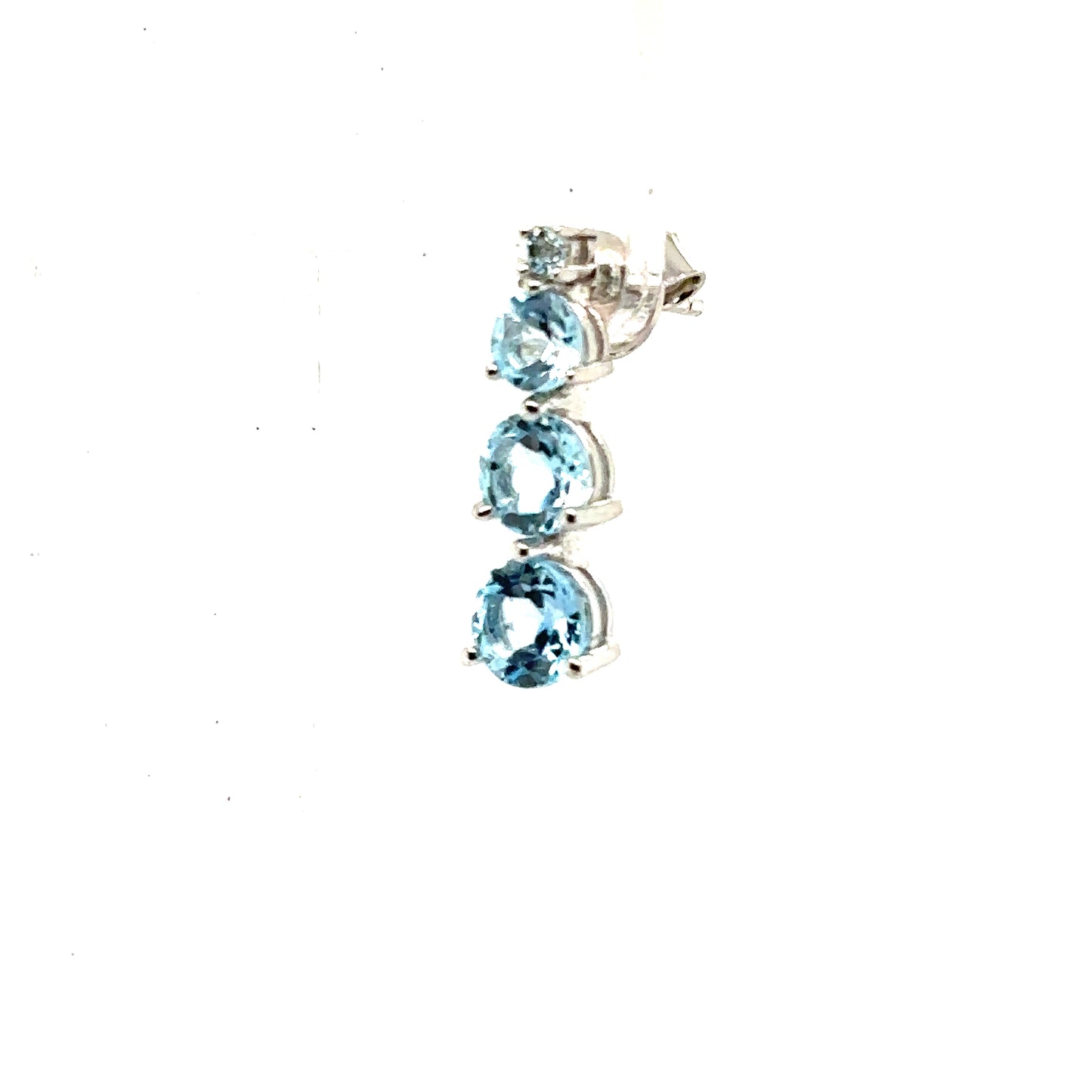 Sky Blue Topaz Graduated Brilliant Cut Drop Stud Earrings In Sterling Silver