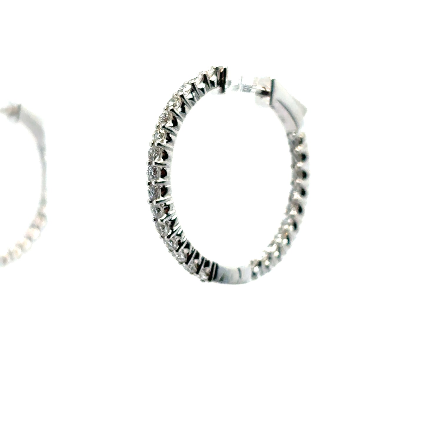 Inside And Out Round Brilliant Diamond, 9ct White Gold Hinged Hoop Earrings