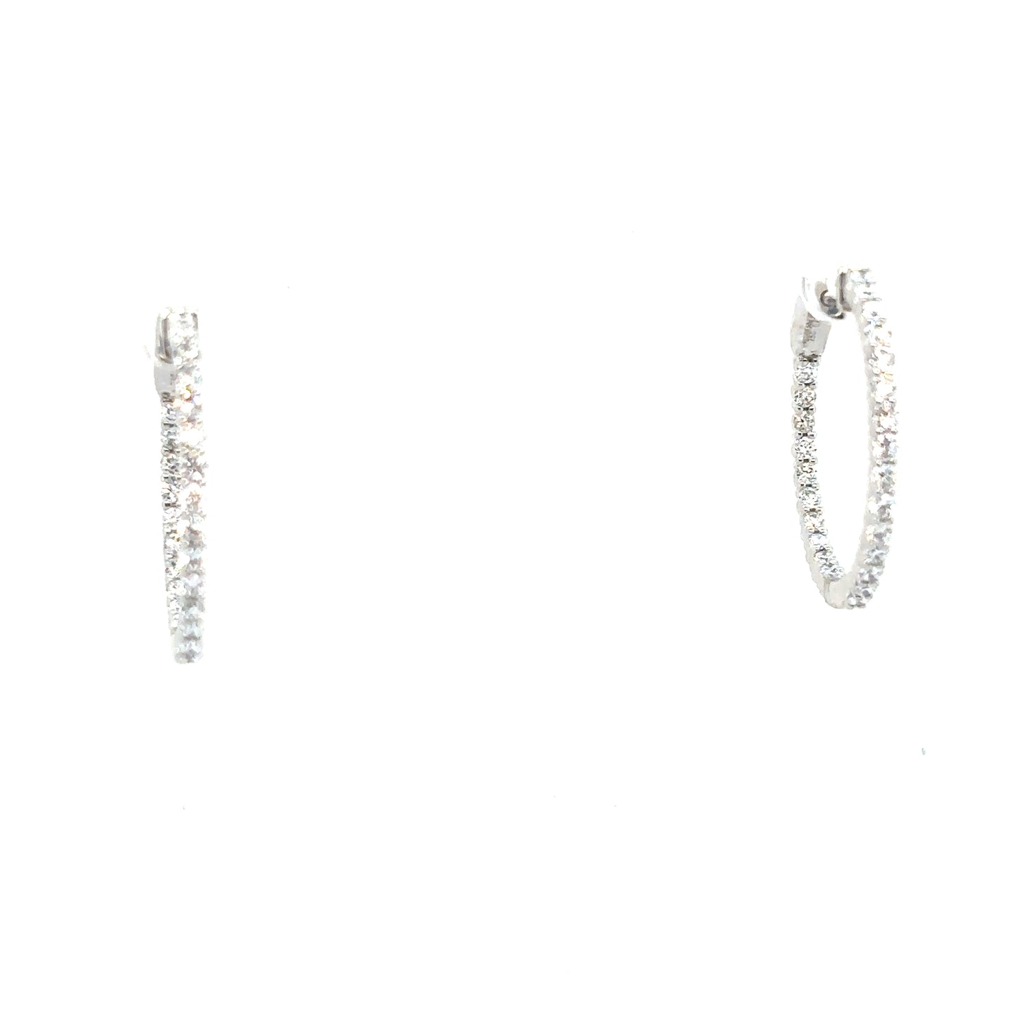 Inside And Out Round Brilliant Diamond, 9ct White Gold Hinged Hoop Earrings