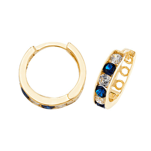 9ct Gold Hinged Hoop Sapphire Cubic Zirconia Earrings (can be sold seperatley)