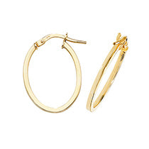 9ct Gold 22mm Long Oval Hoop Earrings