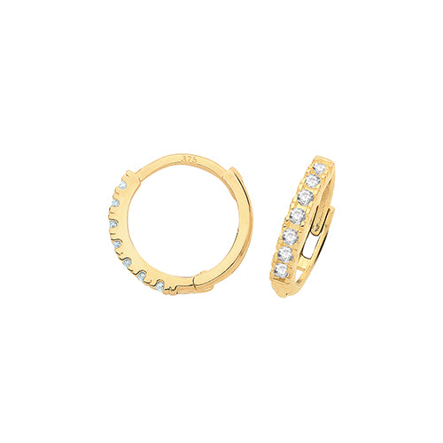 Hinged Cubic Zirconia Earrings in 9ct Yellow Gold