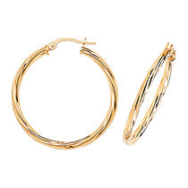 9ct Round Twisted Hoop Earrings