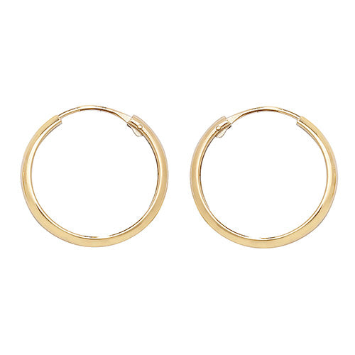 9ct yellow gold 14mm sleeper earrings