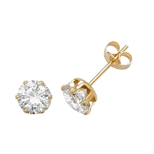 5mm Cubic Zirconia Stud Earrings 9ct Yellow Gold