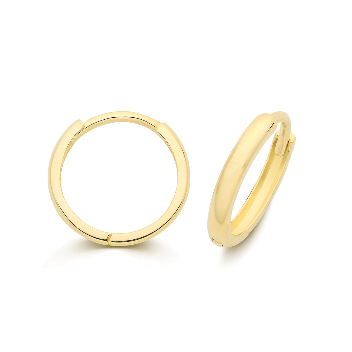 9ct Yellow Gold 12mm Hinged Hoop Earrings