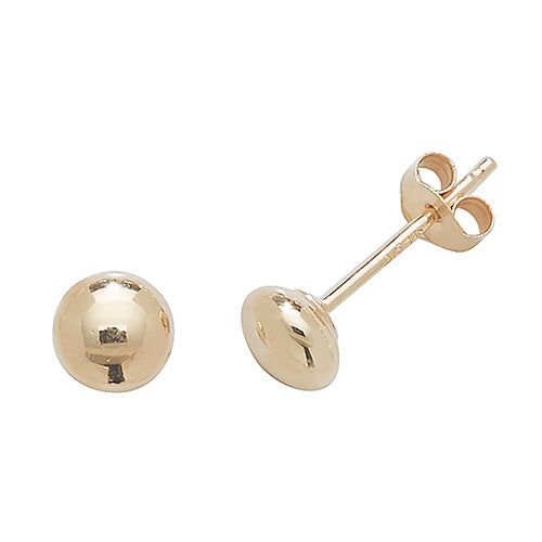 9ct gold 4mm button earrings