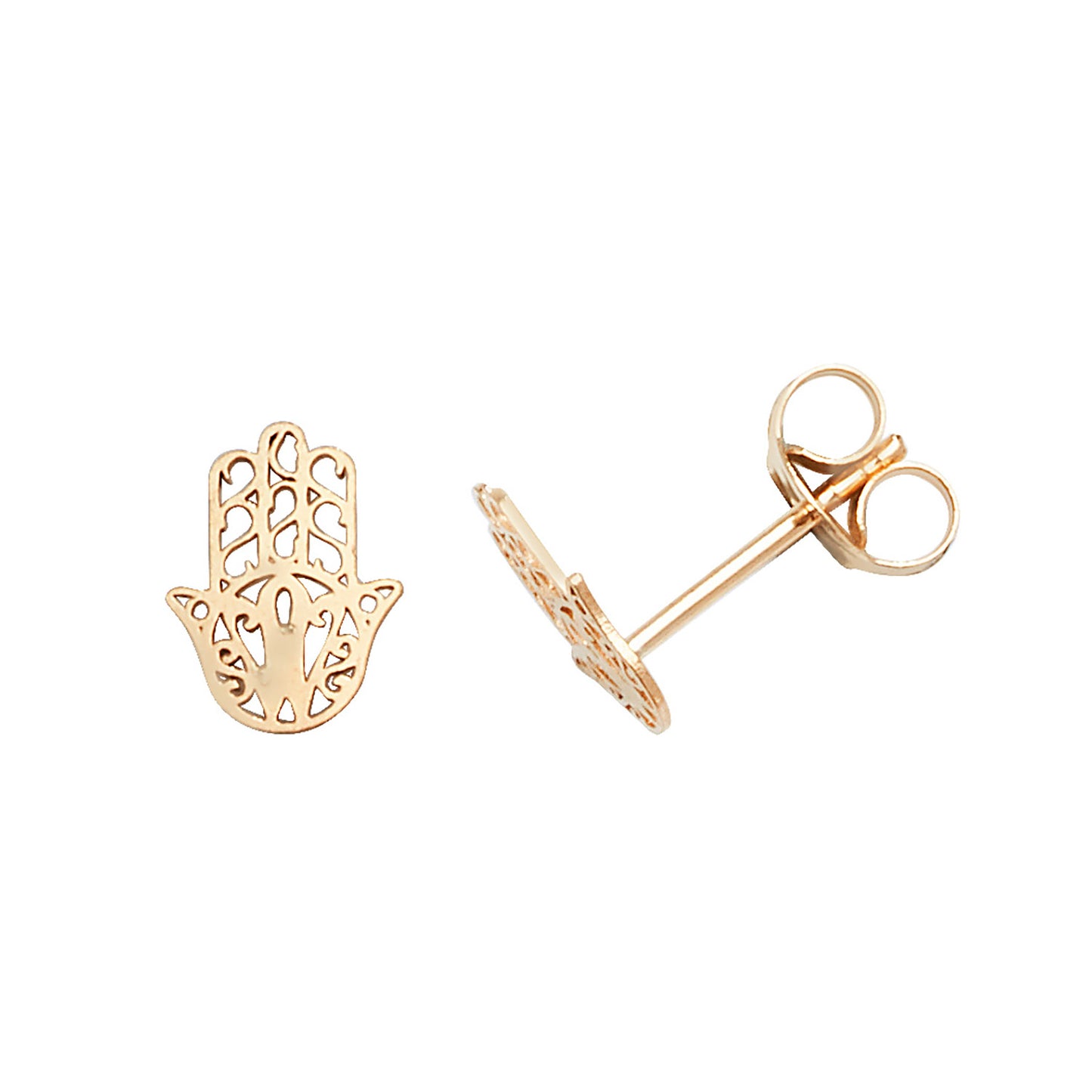 9ct Yellow Gold Hamsa Hand, Hand Of Fatima Stud Earrings