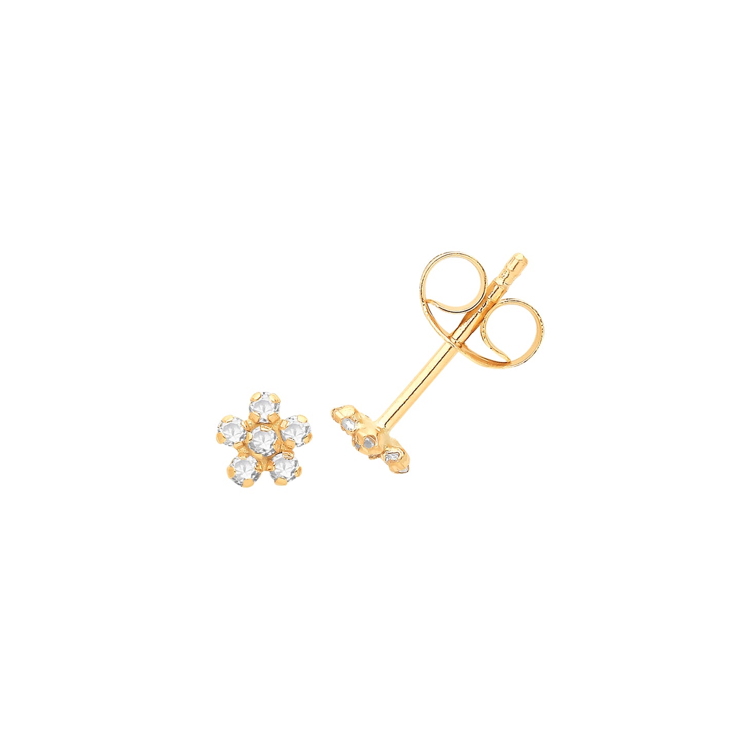 9ct Yellow Gold CZ Flower Studs
