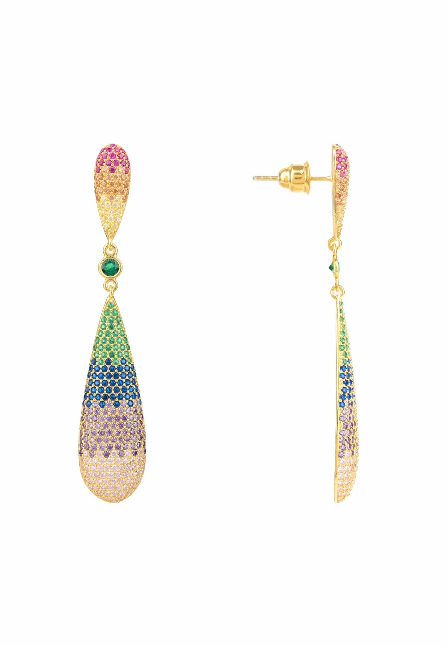 Coco`s Long Drop Earrings Rainbow Silver Gold Plated