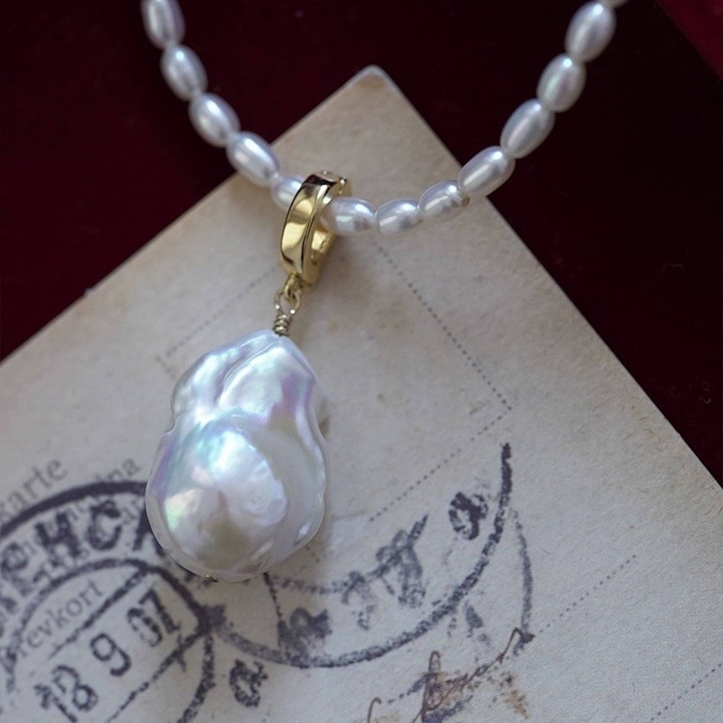 Large Baroque Pearl, Sterling Silver Removable Pendant, small bail