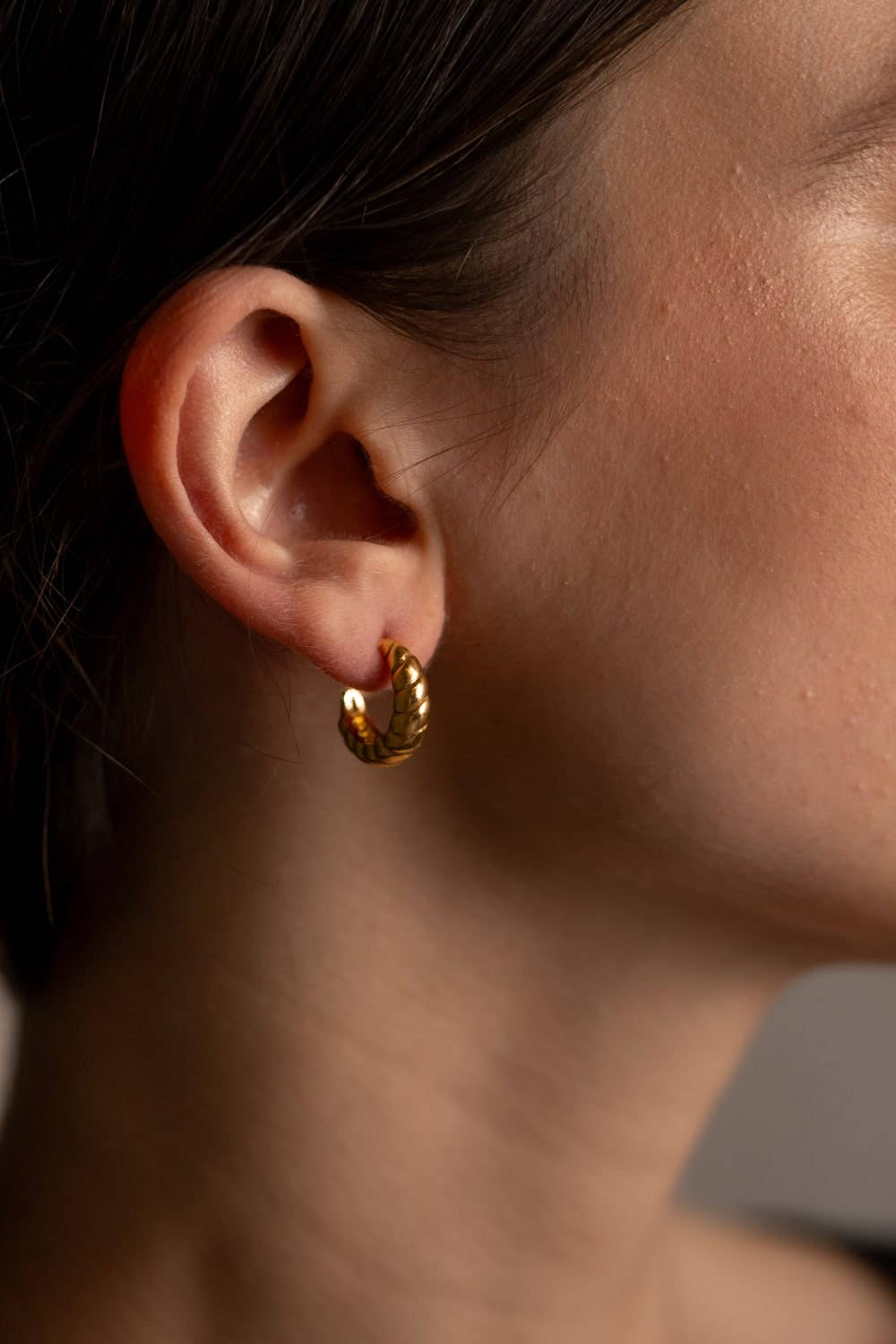 Sterling Silver, Non-Tarnish, Ribbed,Tidal Hoop Earrings