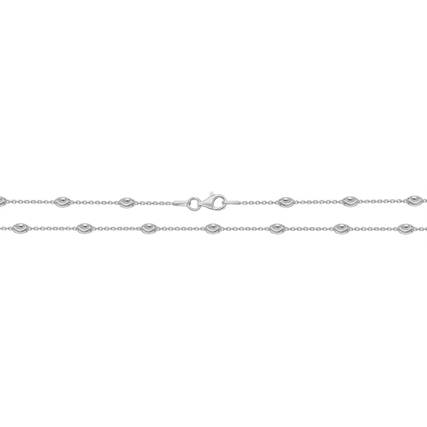 925 Silver "Oval Moon" Diamond Cut Necklace 16"