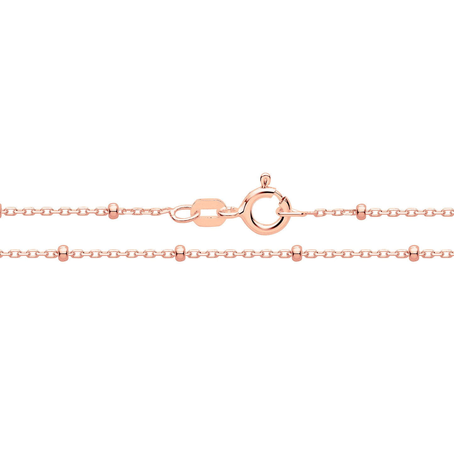 Silver 18ct Rose Gold Plated Rolo Bead Chain Bracelet