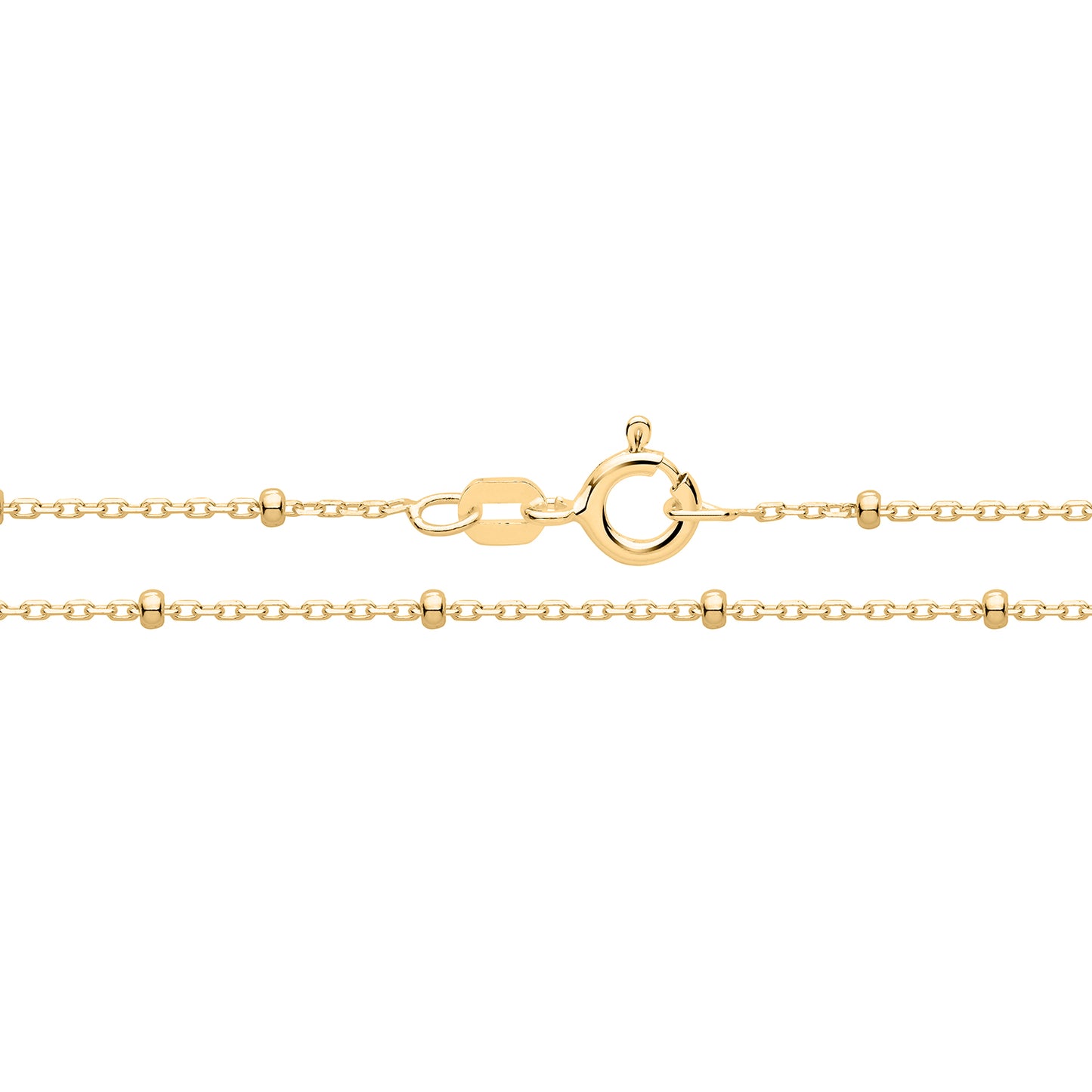Gold Plated, Sterling Silver 925 Round Rolo Bead Satelite Chain