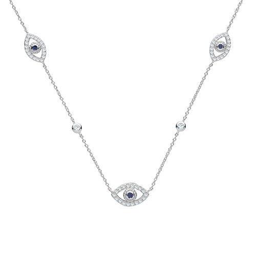 925 Sterling Silver CZ Evil Eye Necklace