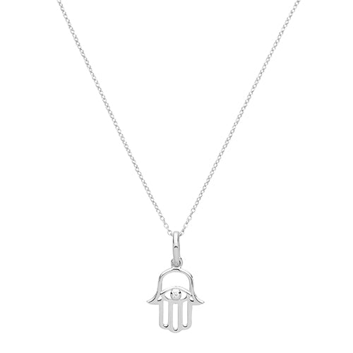 925 Sterling Silver CZ Hamsa Necklace