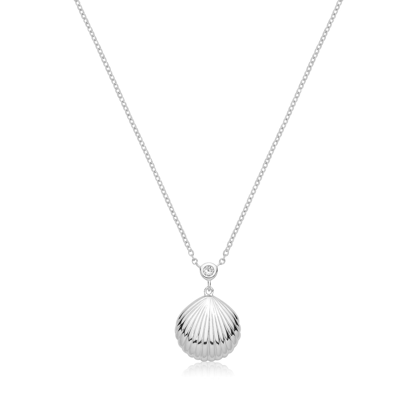 Scalloped Cockle Sea Shell Necklace Made From Non-Tarnishing Sterling Silver