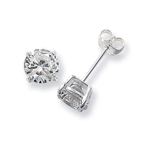 925 CZ 7mm round stud earrings