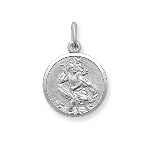 Sterling Silver Round St Christopher Pendant 16mm