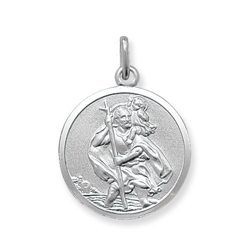 Sterling Silver Round St Christopher Pendant 16mm