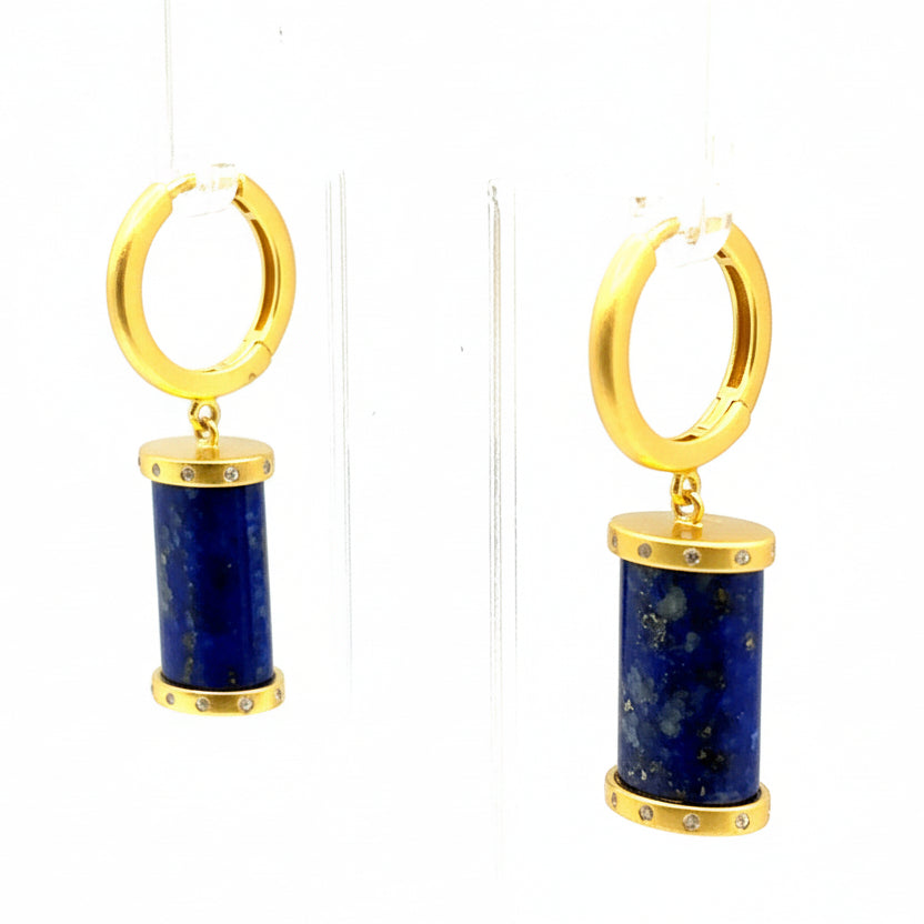 Lapis Lazuli 18ct Gold Plated, Sterling Silver Drop Earrings