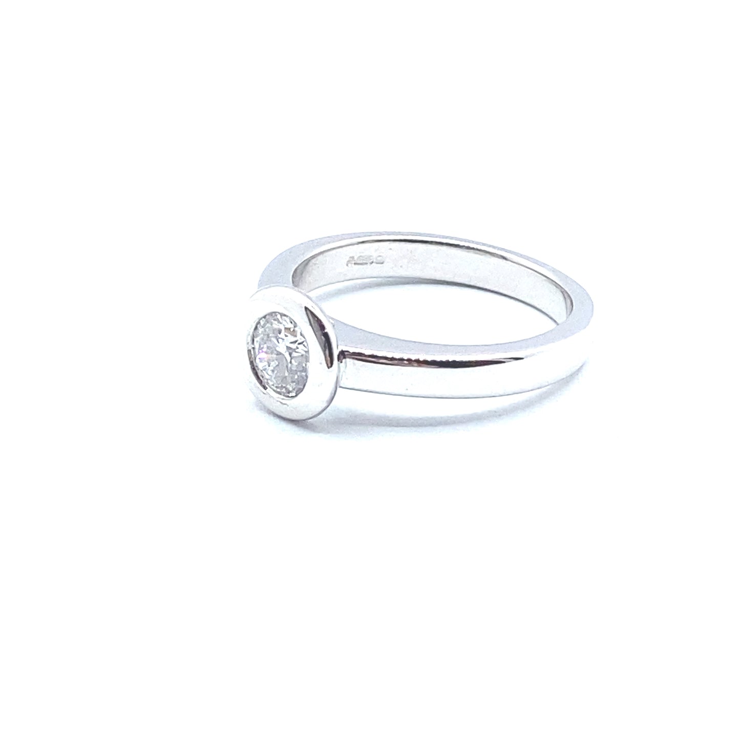 Lab Grown Diamond Rubover Bezel Set White Gold "Bubble" Ring