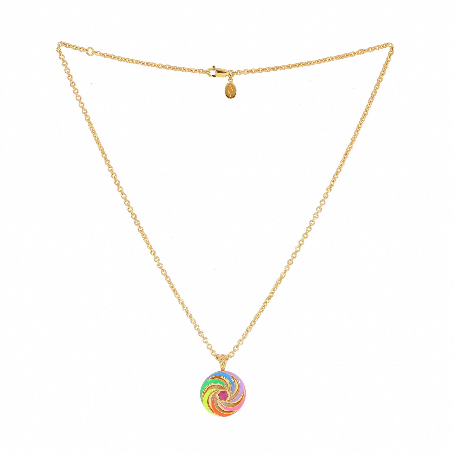 Spinning Firework 22ct Gold Vermeil And Enamel Necklace