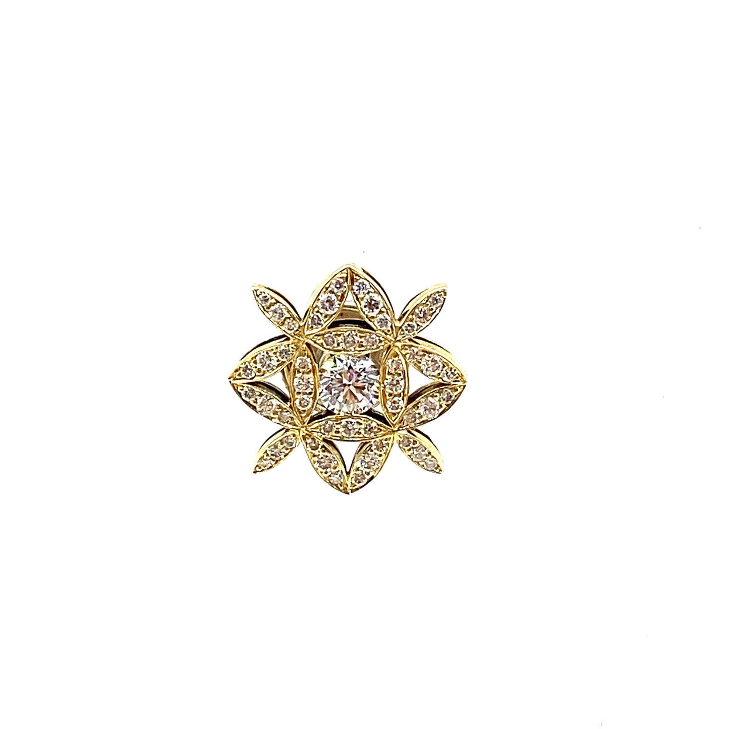 Diamond and 18ct yellow Gold Floral Design Stud Earrings