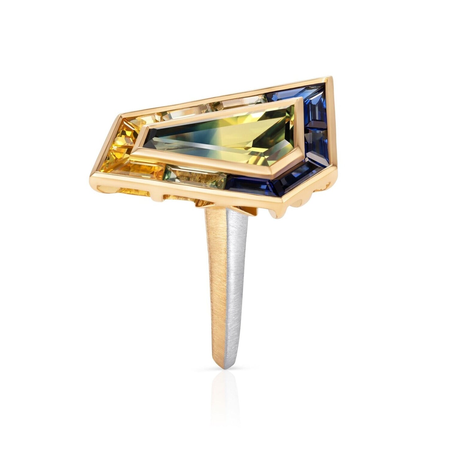 Two-tone Sapphire Ring in 18ct Yellow Gold Platinum