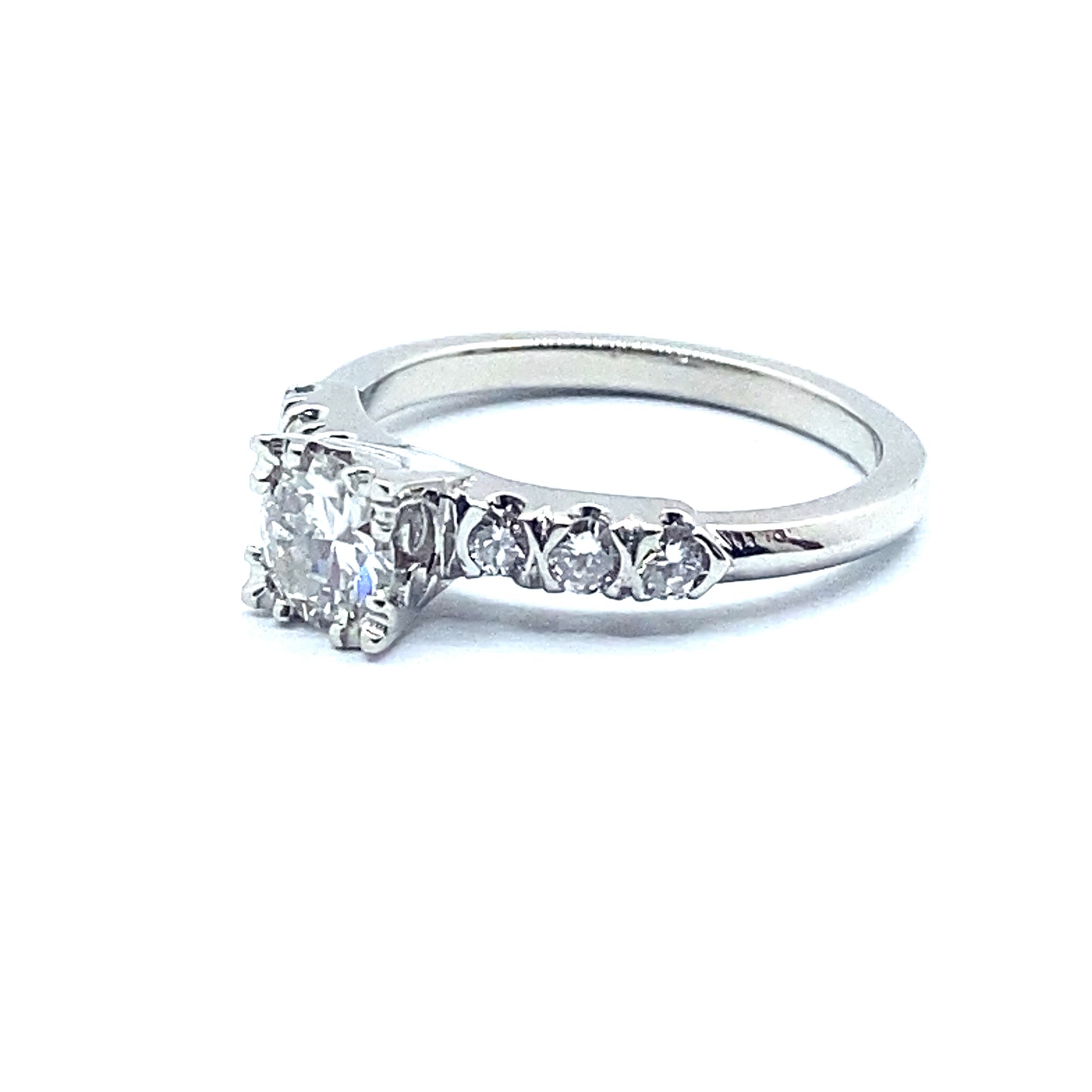 Bespoke Vintage Style Platinum Diamond Engagement Ring 0.50ct Centre Diamond