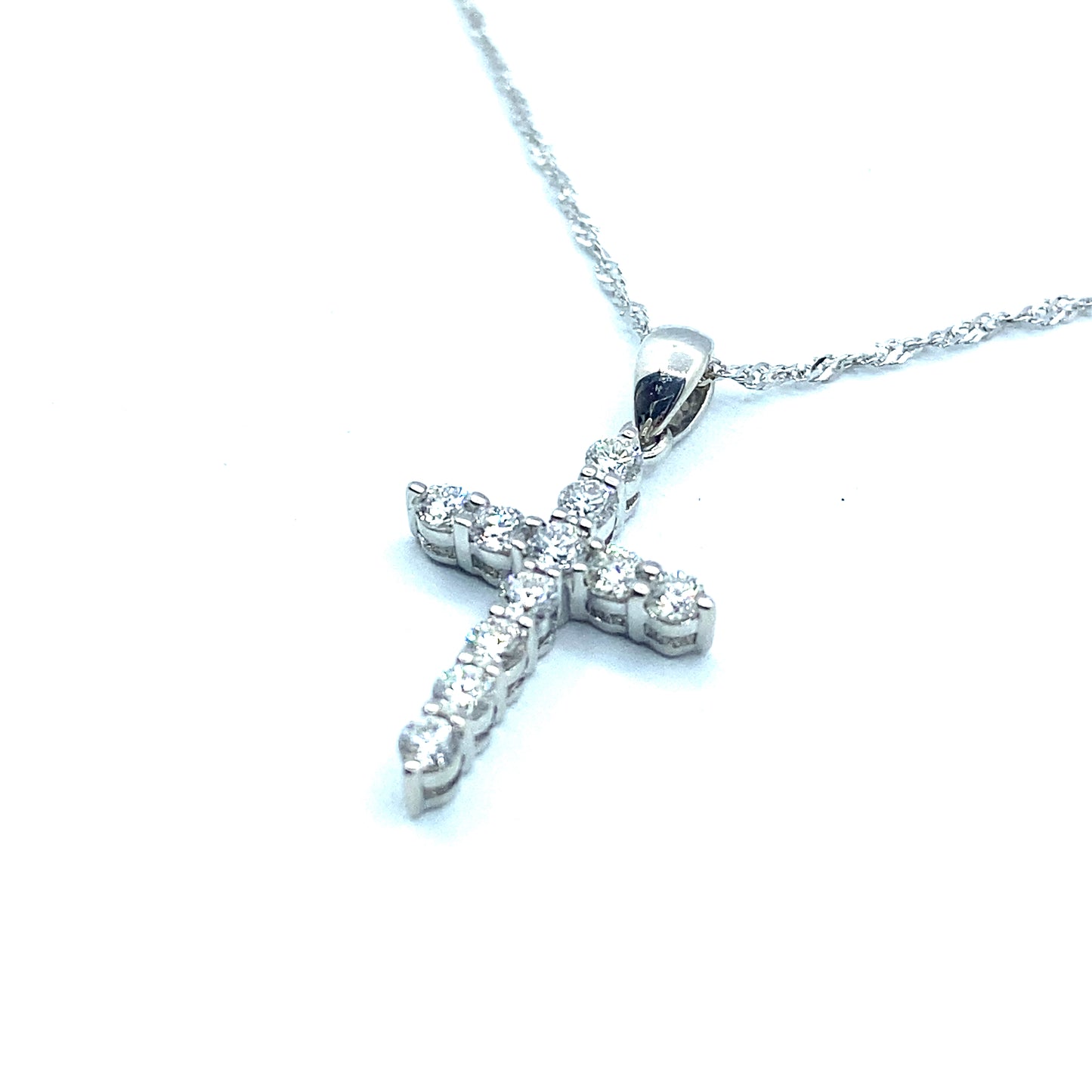 18ct White Gold Diamond Cross Pendant 0.33ct