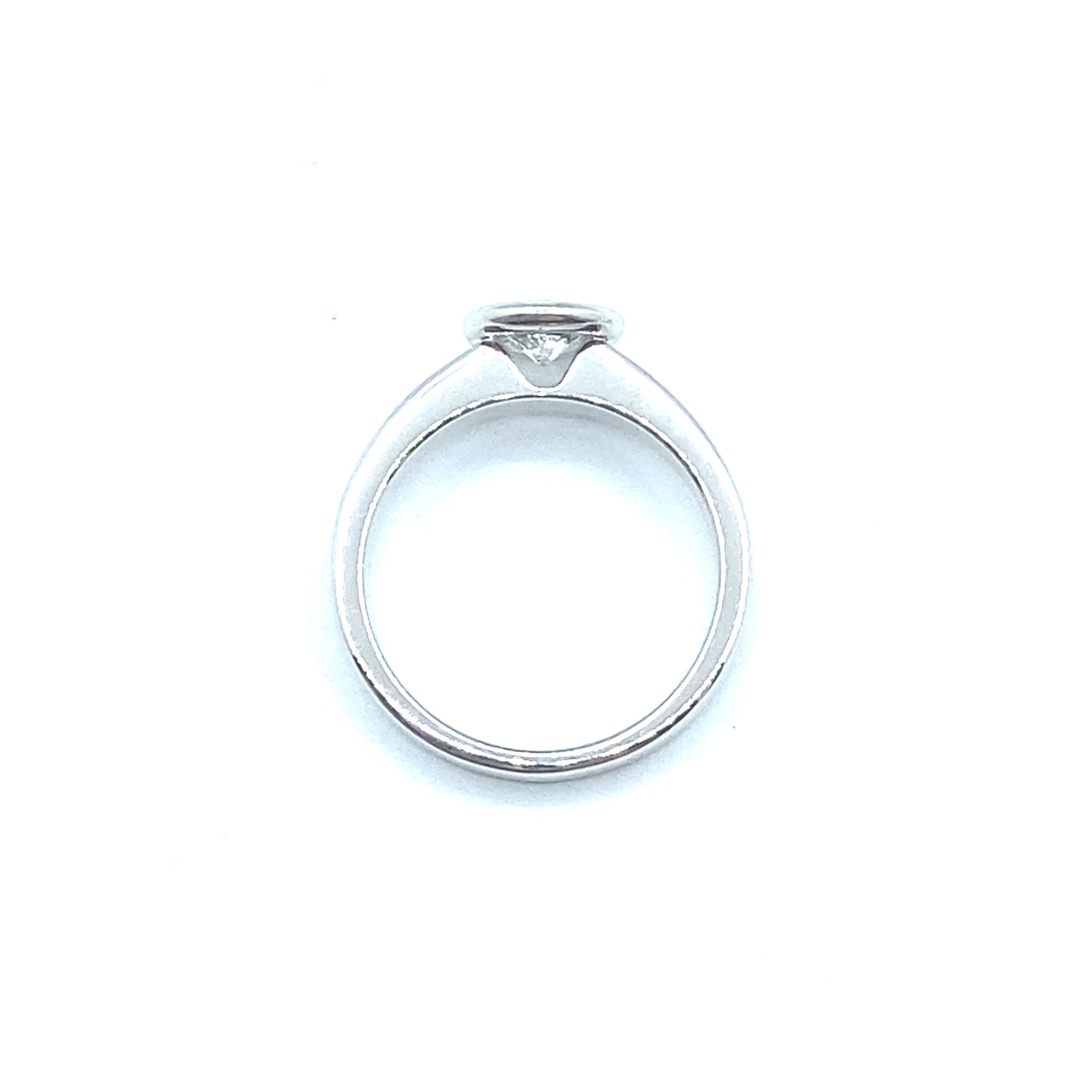 Lab Grown Diamond Rubover Bezel Set White Gold "Bubble" Ring