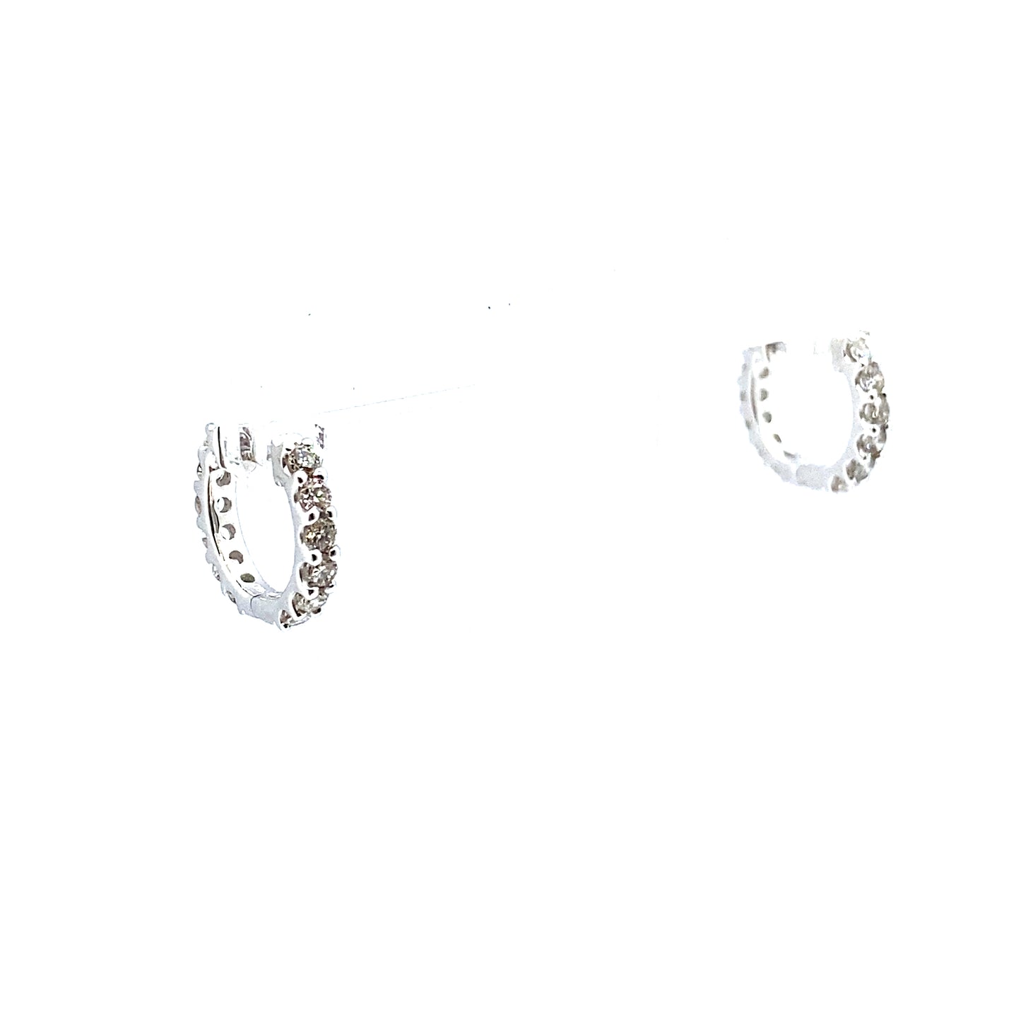 18ct White Gold Fully Set Diamond Hinged Huggie Earrings