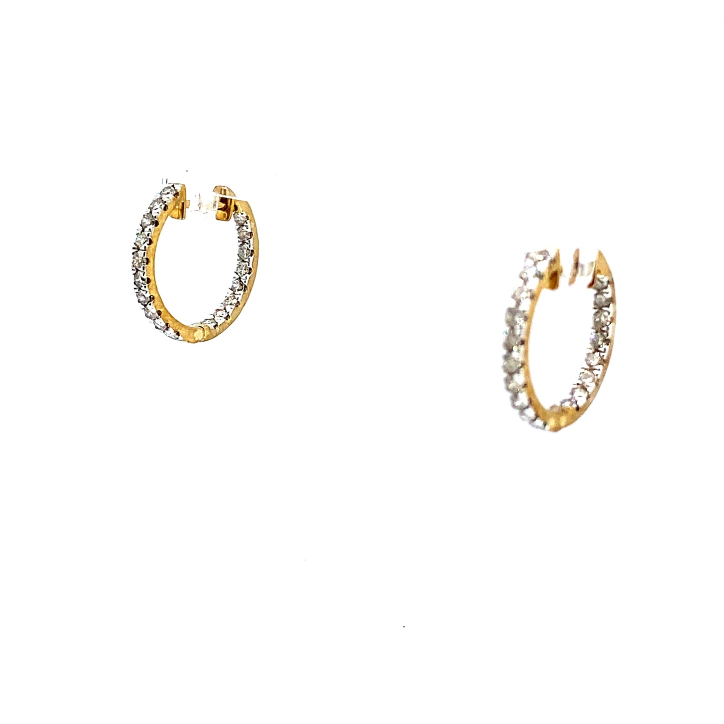 9ct Yellow Gold Inside & Out Brilliant Cut Diamond Hinged Hoop Earrings